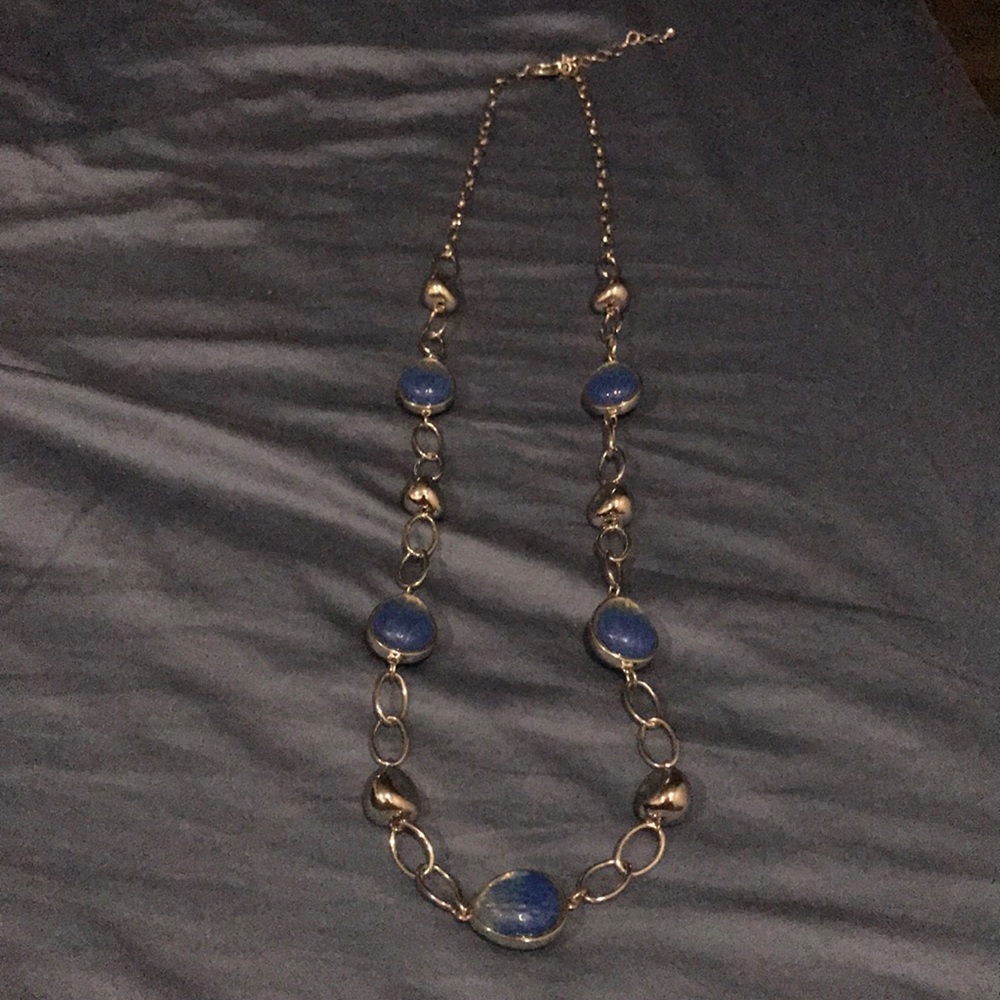Silver and blue necklace